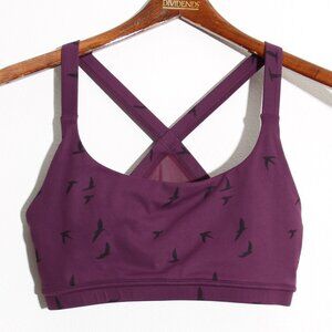 Oiselle Hi Twenty Sports Bra Purple Bird High-Impact Racerback Mesh Size 6